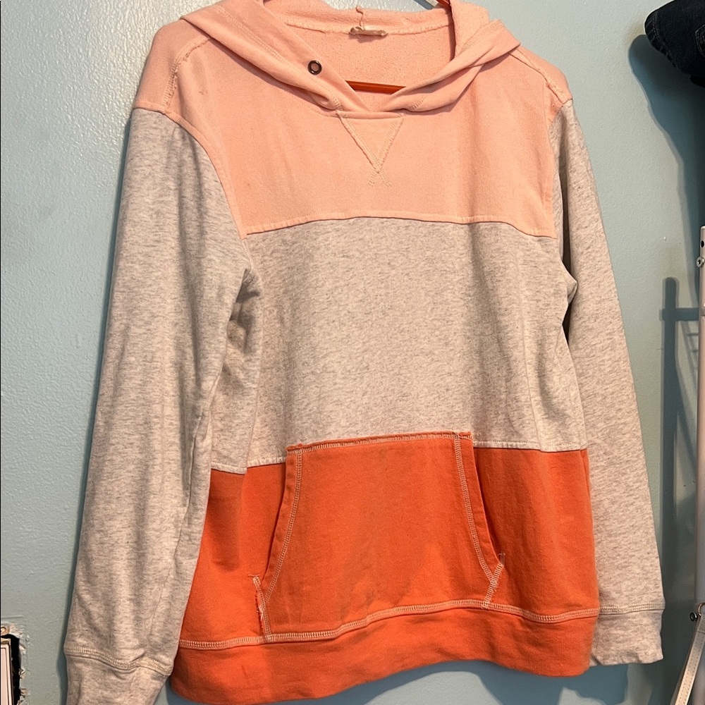 Hem & Thread Colorblock Hoodie in Pink, Gray, and Orange